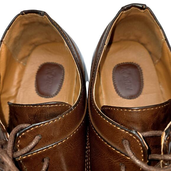 X-Ray 12 Oxford  Men's Brown Dress Shoes Plain Toe Work Church - Picture 4 of 7